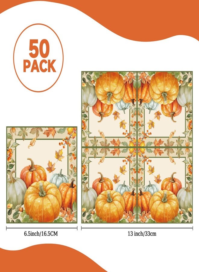 HiEnjoin 50PCS Fall Napkins, Pumpkin Thanksgiving Paper Napkins for Birthday Harvest Thanksgiving Party Decorations - Image 3